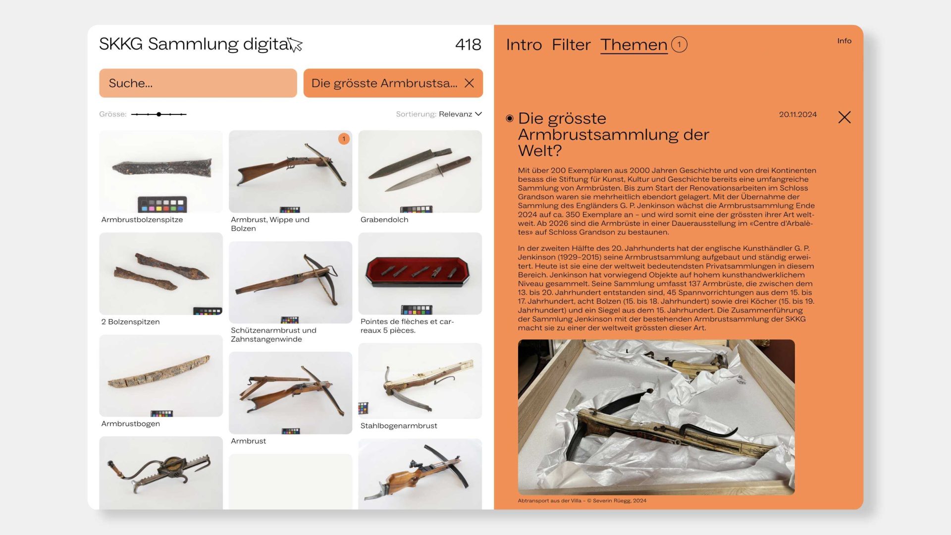 Screenshot Sammlung digital